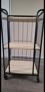 Metalen trolley met houten planken, Huis en Inrichting, Kasten | Stellingkasten, Ophalen of Verzenden, Zo goed als nieuw