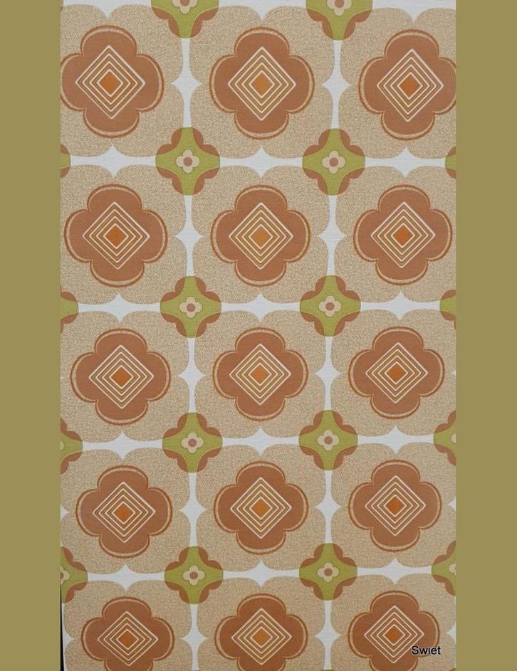 13589 origineel behang jaren 70 grafisch swiet    , Huis en Inrichting, Stoffering | Behang, Beige, 75 m² of meer, Ophalen of Verzenden