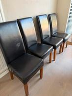 4 Zwarte Jysk Eetkamerstoelen, Huis en Inrichting, Ophalen, Gebruikt, Zwart, Leer