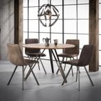 Ronde eettafel industrieel design V-Poot, Huis en Inrichting, Tafels | Eettafels, Ophalen, Gebruikt, Rond, Metaal
