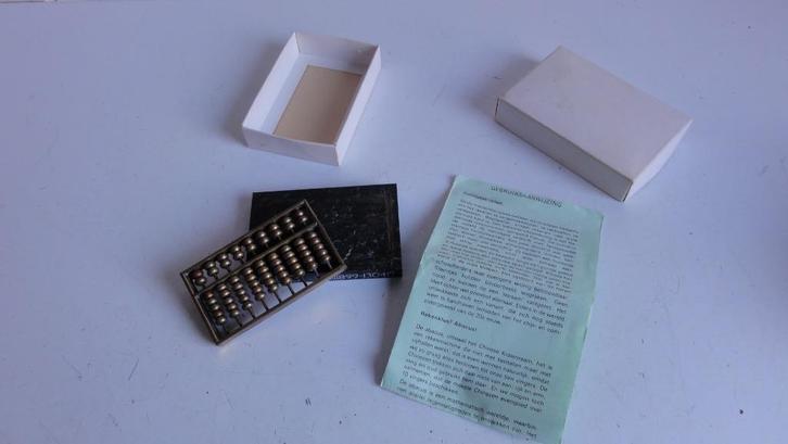 Chinees telraam Abacus koper mini met manual, Antiek en Kunst, Curiosa en Brocante, Ophalen of Verzenden