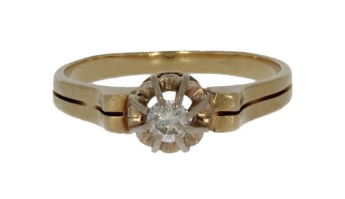 14 karaats gouden dames diamant solitair ring 0,13ct, Sieraden, Tassen en Uiterlijk, Ringen, Zo goed als nieuw, Dame, Kleiner dan 17