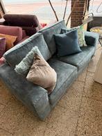 Stijlvolle Meubitrend bank - Velours blauw, Huis en Inrichting, Banken | Bankstellen, Ophalen, 75 tot 100 cm, Rechte bank, Stof