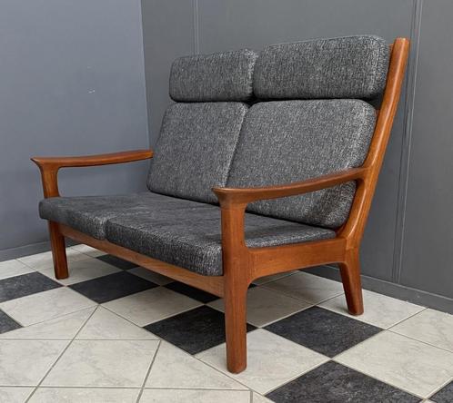 70 jaren Juul Kristensen teak hout 2 zits bankje nieuwe stof, Huis en Inrichting, Banken | Sofa's en Chaises Longues, Gebruikt