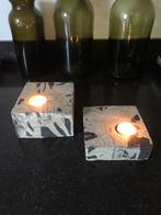 2 handgemaakte aardewerk Raku waxine lichtjes houdders, Ophalen of Verzenden, Nieuw, Overige materialen, Minder dan 25 cm