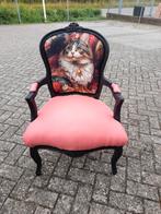 Brocante dames fauteuile opnieuw gestoffeerd poes, Huis en Inrichting, Fauteuils, Ophalen, Zo goed als nieuw, 75 tot 100 cm