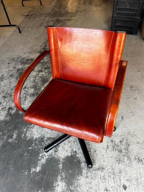 Matteo Grassi designer bureaustoel tuigleer, Huis en Inrichting, Stoelen, Zo goed als nieuw, Eén, Leer, Ophalen