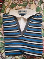 Mooie blauw gestreepte Bikkembergs met blouse boord, L, Maat 52/54 (L), Blauw, Ophalen of Verzenden, Zo goed als nieuw