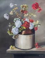 Theo Zwaga (1942-1996) - Aardewerken pot met geraniums, Ophalen of Verzenden