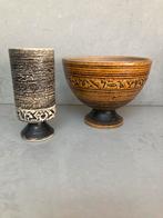 Vintage set Egypte West Germany vazen, Ophalen of Verzenden, Wit, Aardewerk of Porselein, Minder dan 50 cm