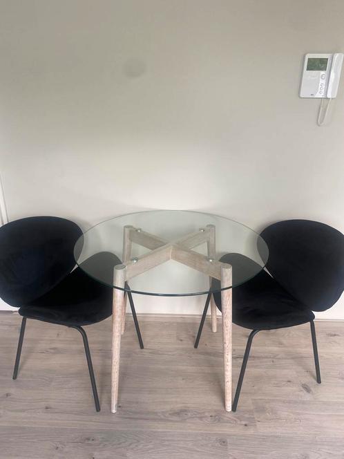 Glazen ronde tafel van Maison du monde, Huis en Inrichting, Tafels | Eettafels, Gebruikt, 50 tot 100 cm, 50 tot 100 cm, Rond, Eikenhout