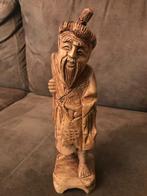 Vintage Handgesneden Houten Beeldje Aziatische Visser., Antiek en Kunst, Ophalen of Verzenden