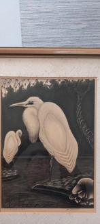 Prent zilverreigers reiger H of Th.Bènard gravure of litho ?, Antiek en Kunst, Ophalen of Verzenden