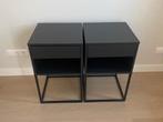 2 IKEA Nachtkastjes VIKHAMMER Zwart 40x39x65 cm, Overige materialen, Minder dan 45 cm, Zo goed als nieuw, 55 tot 70 cm