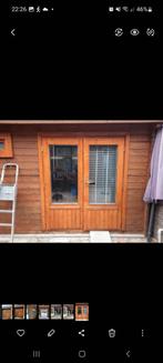 Openslaande deuren voor tuinhuis + klapraampjes 5 stuks, Gebruikt, Blokhut, Hout, Ophalen