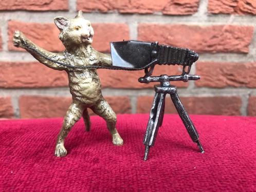 Weens brons: fotograferende kater, Antiek en Kunst, Antiek | Koper en Brons, Brons, Ophalen of Verzenden