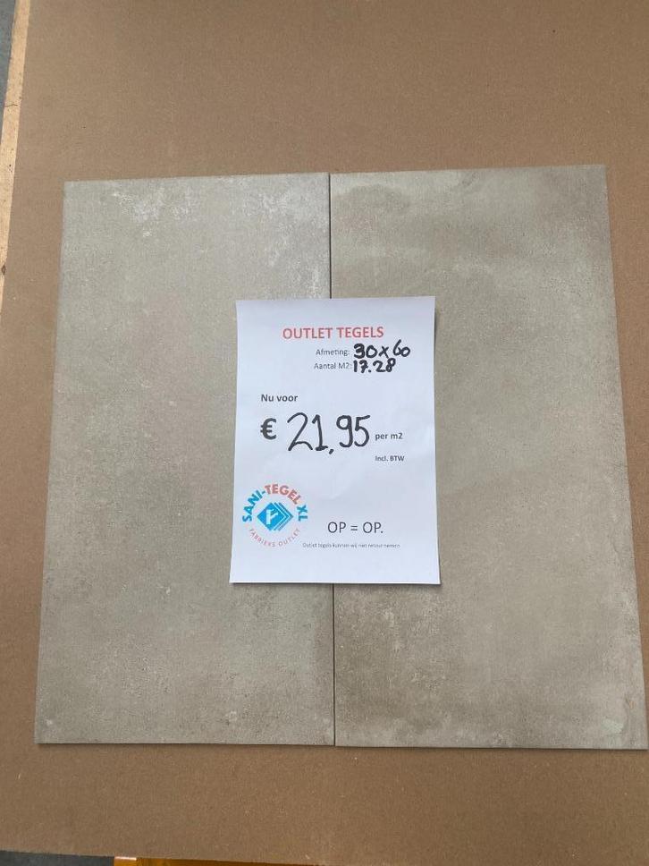Tegeloutlet tegel 30 x 60 cm grijs mat goedkoop restpartij, Doe-het-zelf en Verbouw, Tegels, Nieuw, Wandtegels, Keramiek, 60 cm of meer