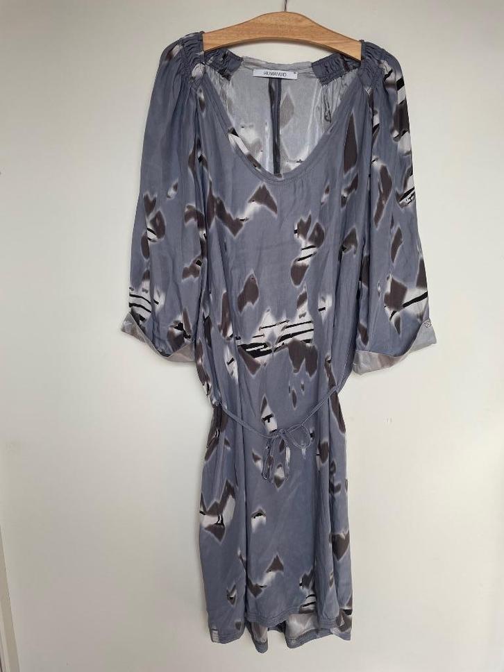 Humanoid blauw zijden jurk met ceintuur maat M, Kleding | Dames, Jurken, Zo goed als nieuw, Maat 38/40 (M), Blauw, Boven de knie