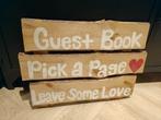 Houten bord gastenboek bruiloft, Ophalen, Versiering, Geboorte of Huwelijk