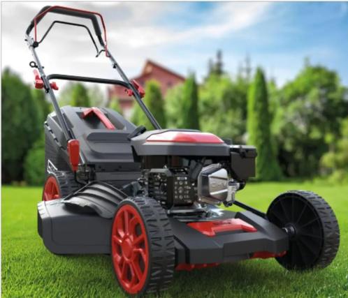 Power Engine benzinemaaier 4Pk, mulchen, aandrijving, opvang, Tuin en Terras, Grasmaaiers, Nieuw, Benzine-grasmaaier, 50 cm of meer