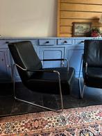 Degelijke kwaliteit fauteuils perfecte zit! Zwart leer, Huis en Inrichting, Ophalen, Zo goed als nieuw, 50 tot 75 cm, Leer