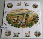 POLYCHROOM TEGEL TABLEAU * JACHTHONDEN * 4 Stuks *, Antiek en Kunst, Verzenden