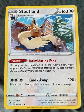 Pokemon Kaart - Stoutland 135/203 beschikbaar voor biedingen