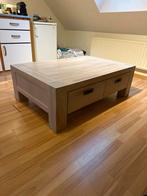 Teakhouten Salontafel met 4 Lades, Gebruikt, 100 tot 150 cm, Eikenhout, Ophalen of Verzenden
