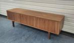 Retro dressoir Stockholm Ikea tv meubel hout fineer walnoot, Huis en Inrichting, Gebruikt, ., 150 tot 200 cm, Met klep(pen)