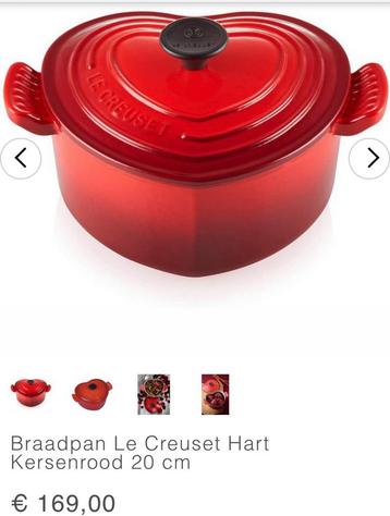Le Creuset hartjespan 20 cm in kersenrood NP €169 beschikbaar voor biedingen