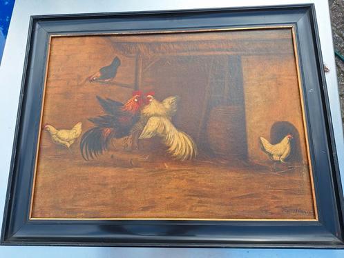 2 leuke oude prenten kippen(hok).DALEN,DRENTHE, Antiek en Kunst, Kunst | Schilderijen | Klassiek, Ophalen of Verzenden