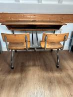 Vintage industrieel design schoolbank schoolbureau/lessenaar, Antiek en Kunst, Antiek | Meubels | Stoelen en Banken, Ophalen