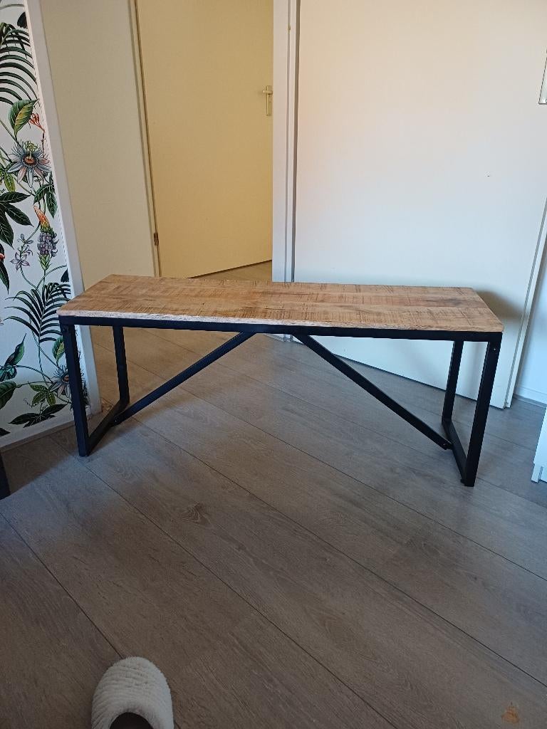 Industrieel bankje 40,-, Huis en Inrichting, Stoelen, Ophalen, Zo goed als nieuw, Industrieel, Hout