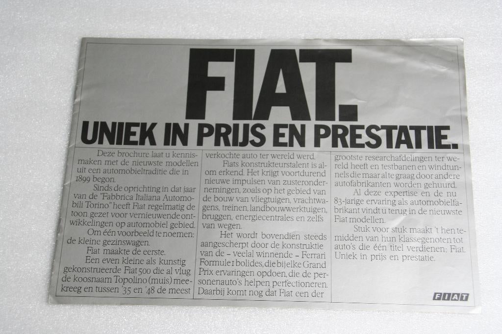 Folder Fiat modellenprogramma (1982) (18), Ophalen of Verzenden, Gelezen, Overige merken