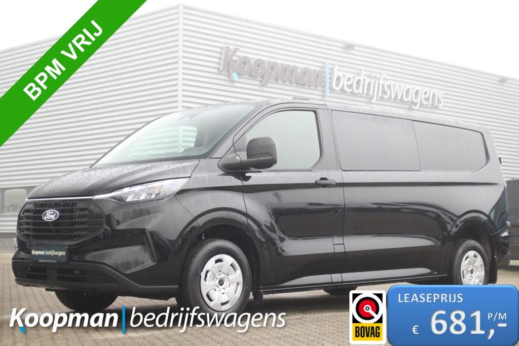 Ford Transit Custom 320 2.0TDCI 136pk L2H1 Trend DC | 6-Zits, Auto's, Voorwielaandrijving, 136 pk, 2500 kg, Zwart