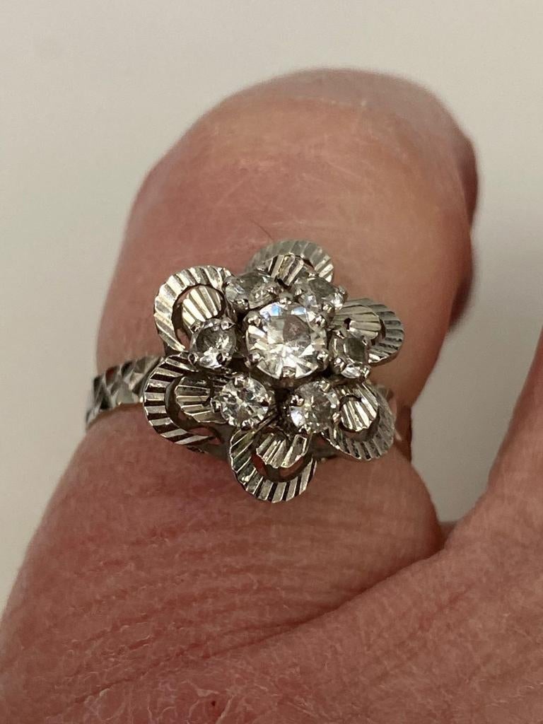 Wit gouden ring diamanten 750, Verzenden, Wit, Zo goed als nieuw, Dame