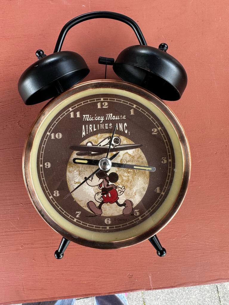 Retro wekker Mickey Mouse, Ophalen of Verzenden, Gebruikt, Analoog