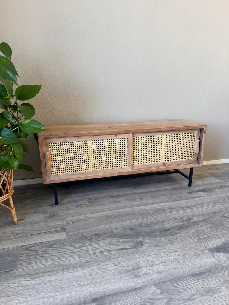 Webbing Sumatra dressoir - metalen poten - 50x120x42 cm, Huis en Inrichting, Kasten | Dressoirs, Ophalen, Zo goed als nieuw, 25 tot 50 cm