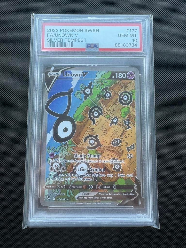 Unown V 177/195 Full Art Silver Tempest PSA 10, Ophalen of Verzenden, Nieuw, Losse kaart