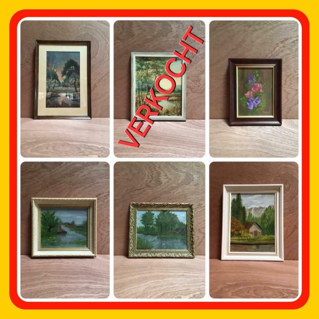 078. Diverse Schilderijen met mooie lijsten, Antiek en Kunst, Kunst | Schilderijen | Klassiek, Ophalen of Verzenden