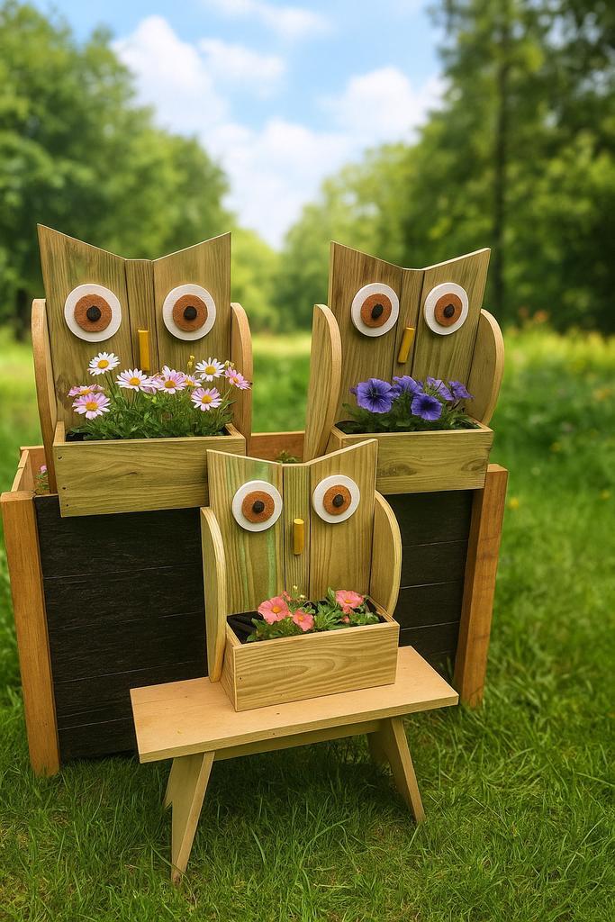 Tuinuiljte - vrolijke plantenbak, Tuin en Terras, Bloembakken en Plantenbakken, Zo goed als nieuw, Hout, Tuin, Minder dan 30 cm