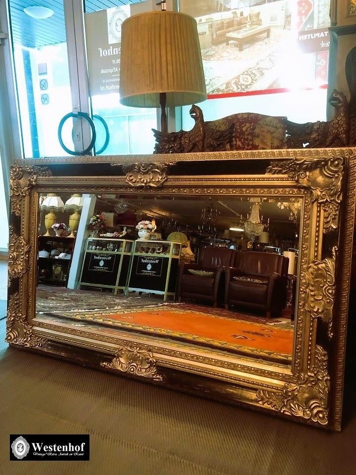Groot spiegel klassiek / antieke barok goud, zwarte lijst, Antiek en Kunst, Ophalen, Rechthoekig, 150 tot 200 cm, 100 tot 150 cm