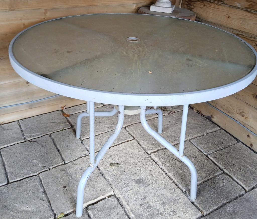 Ronde tuintafel, Tuin en Terras, Tuintafels, Ophalen, Gebruikt, Rond, Metaal