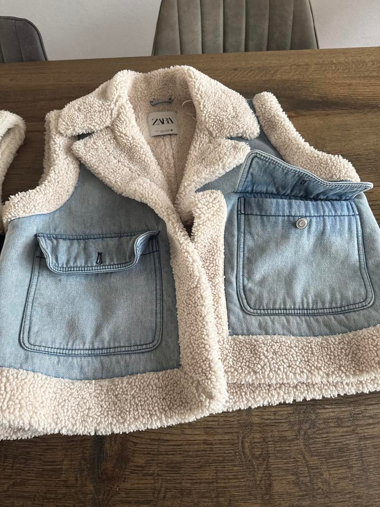 Zara spijkergilet met teddy voering, Ophalen of Verzenden, Zo goed als nieuw, Maat 36 (S), Blauw
