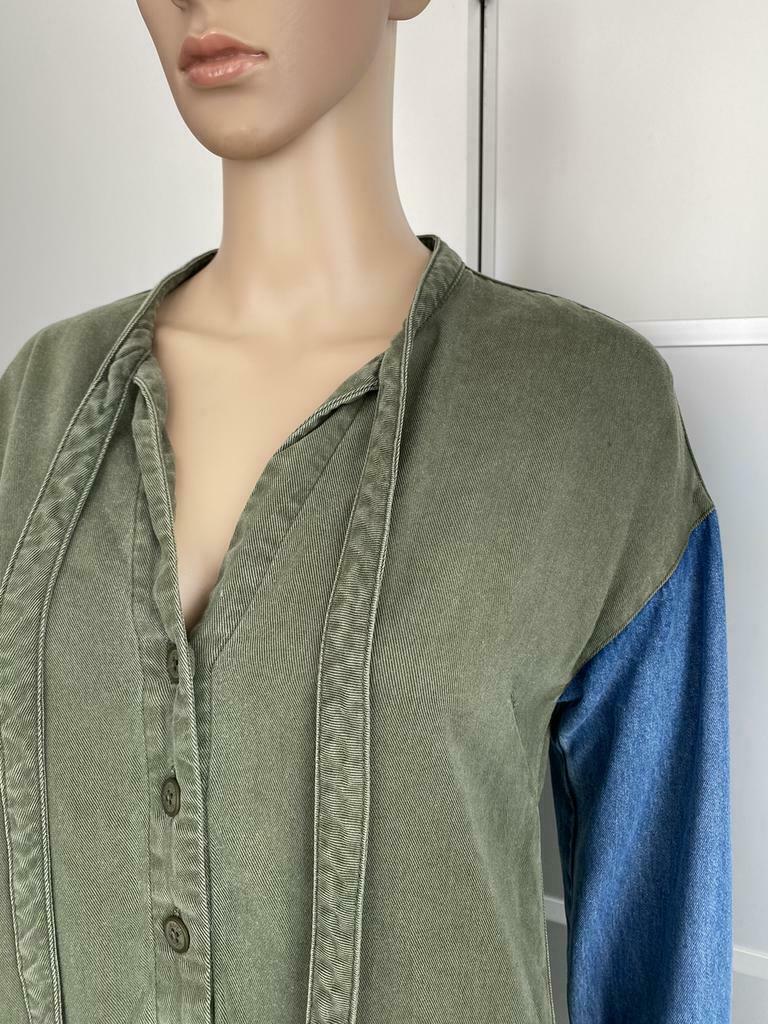 F1280 Riverwoods: maat 34/36=XS/S tuniek jurk spijker groen, Kleding | Dames, River Woods, Ophalen of Verzenden, Zo goed als nieuw