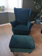 Ikea oorfauteuil groen met poef, Huis en Inrichting, Fauteuils, Ophalen, Gebruikt, Klassiek, Comfortabel, 75 tot 100 cm
