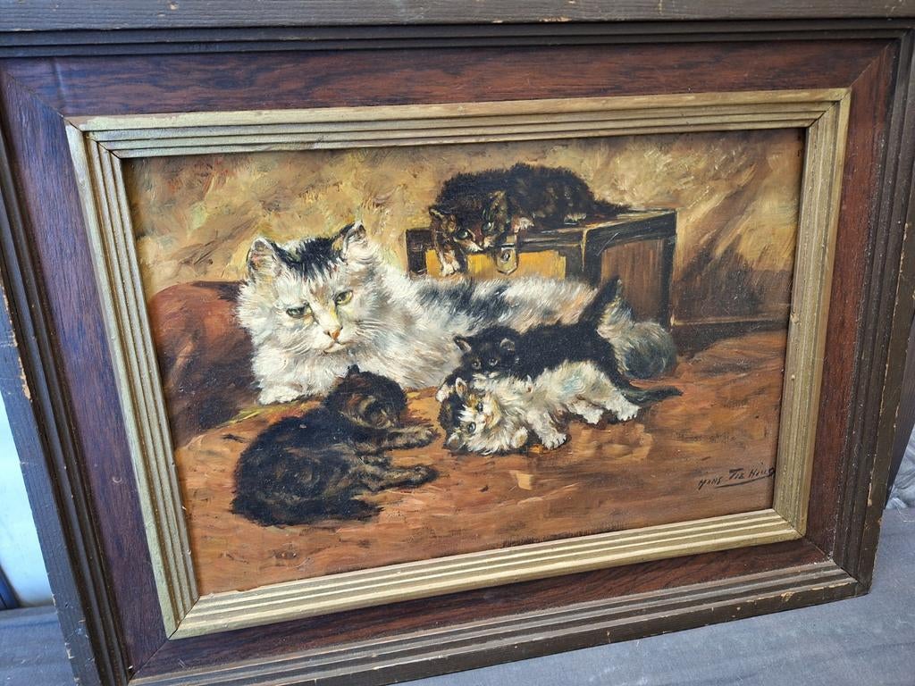 Hans Tiehing kattenschilderij, Ophalen of Verzenden
