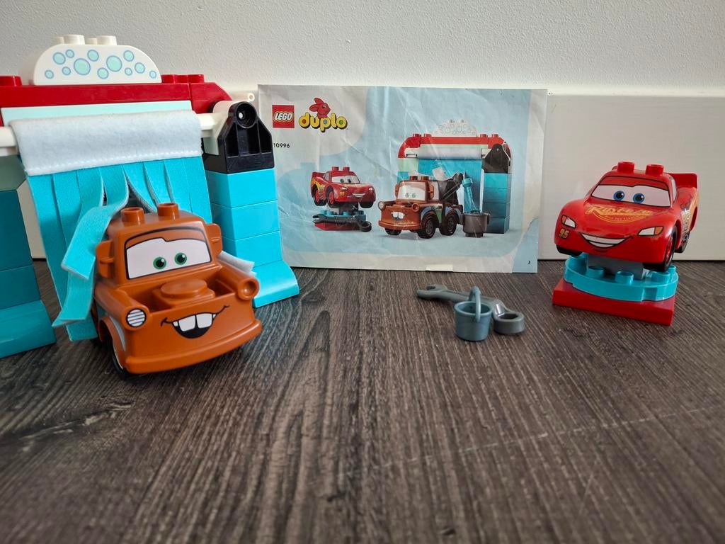 Lego Duplo Cars Bliksem McQueen en Takel wasstraat 10996, Gebruikt, Overige thema's, Lego, Compleet