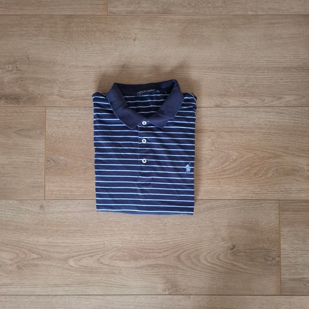Ralph Lauren Polo Shirt Heren - Donker/LichtBlauw Gestreept, Kleding | Heren, Polo's, Maat 52/54 (L), Blauw, Ralph Lauren, Ophalen of Verzenden