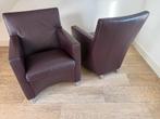 2x Leolux Dolcinea fauteuils plume/paars leder, Ophalen, Zo goed als nieuw, Leolux, 50 tot 75 cm
